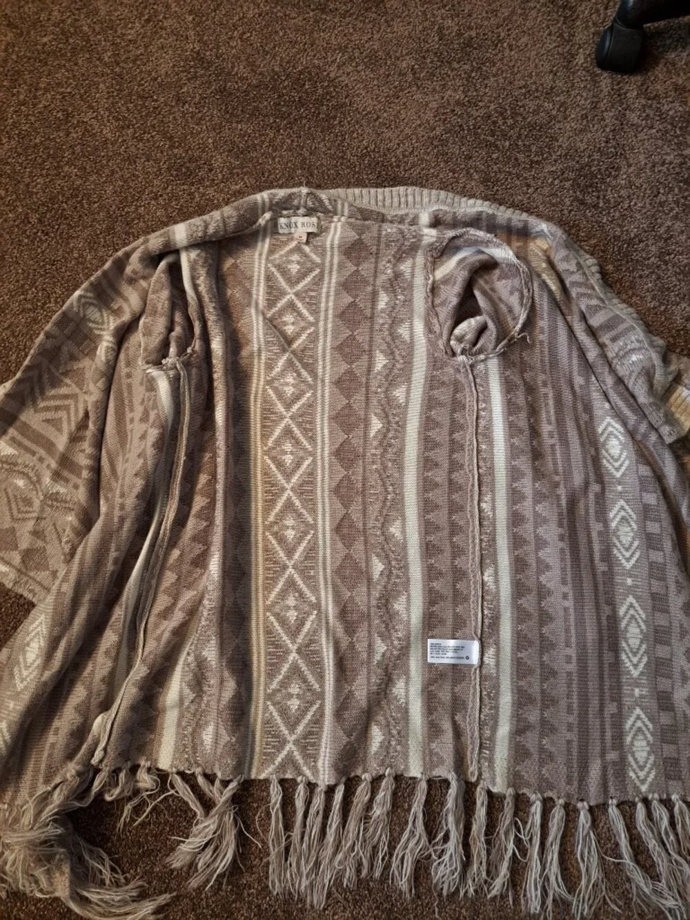 Knox Rose boho chic fringe festival southwestern aztec sweater coat jacket. - Picture 8 of 10